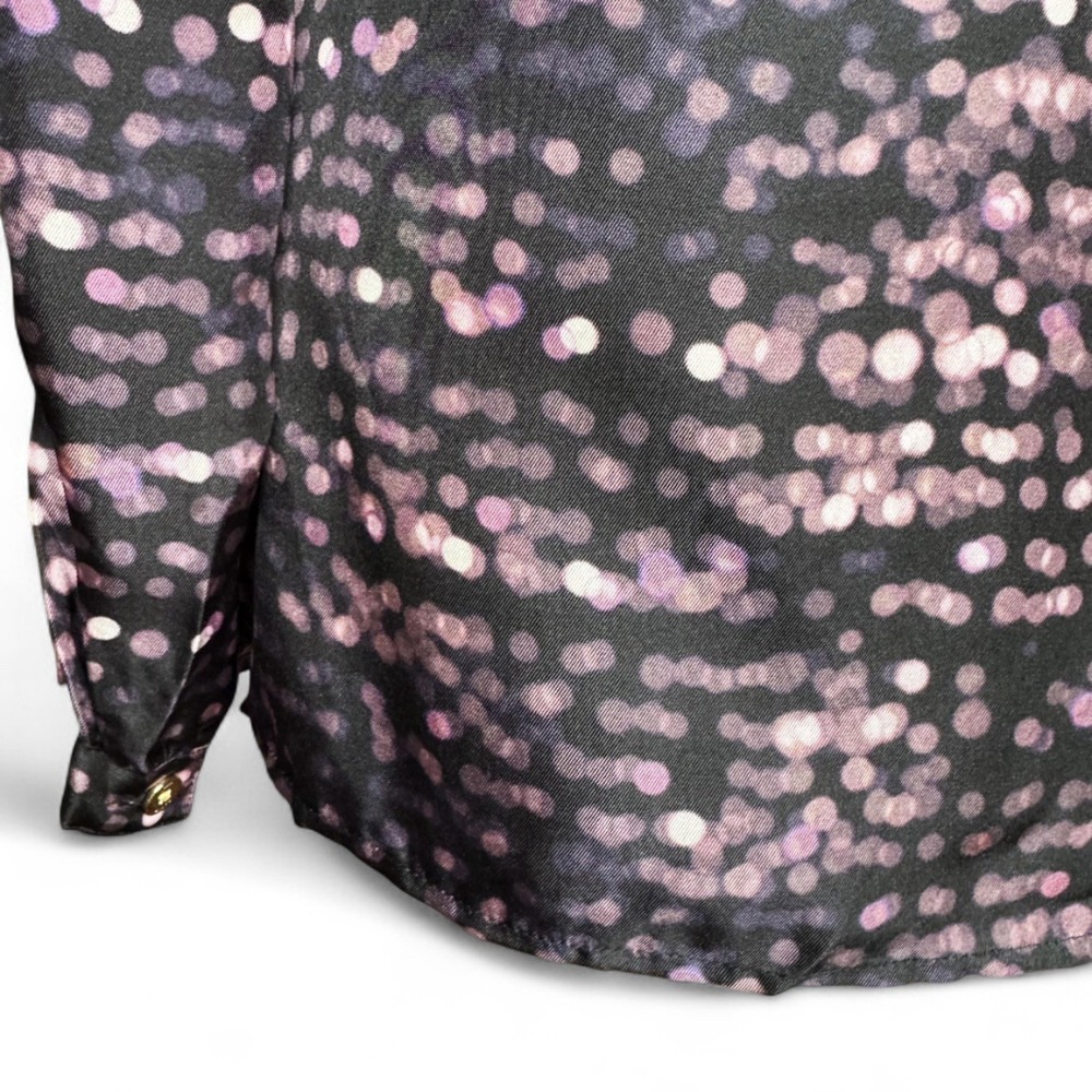 Tory Burch Silk Blouse Purple Black Blurred Dot XS Career Business Designer Luxe - Picture 13 of 16